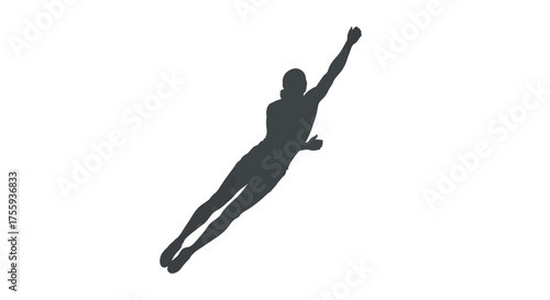 Dynamic silhouette of a person leaping upwards, symbolizing achievement, aspiration, and breaking barriers with powerful momentum.