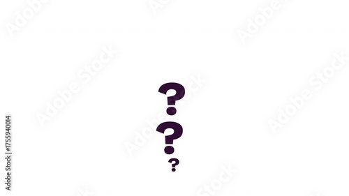Flying question marks. Ideal for educational or creative projects. 4K animated question sings