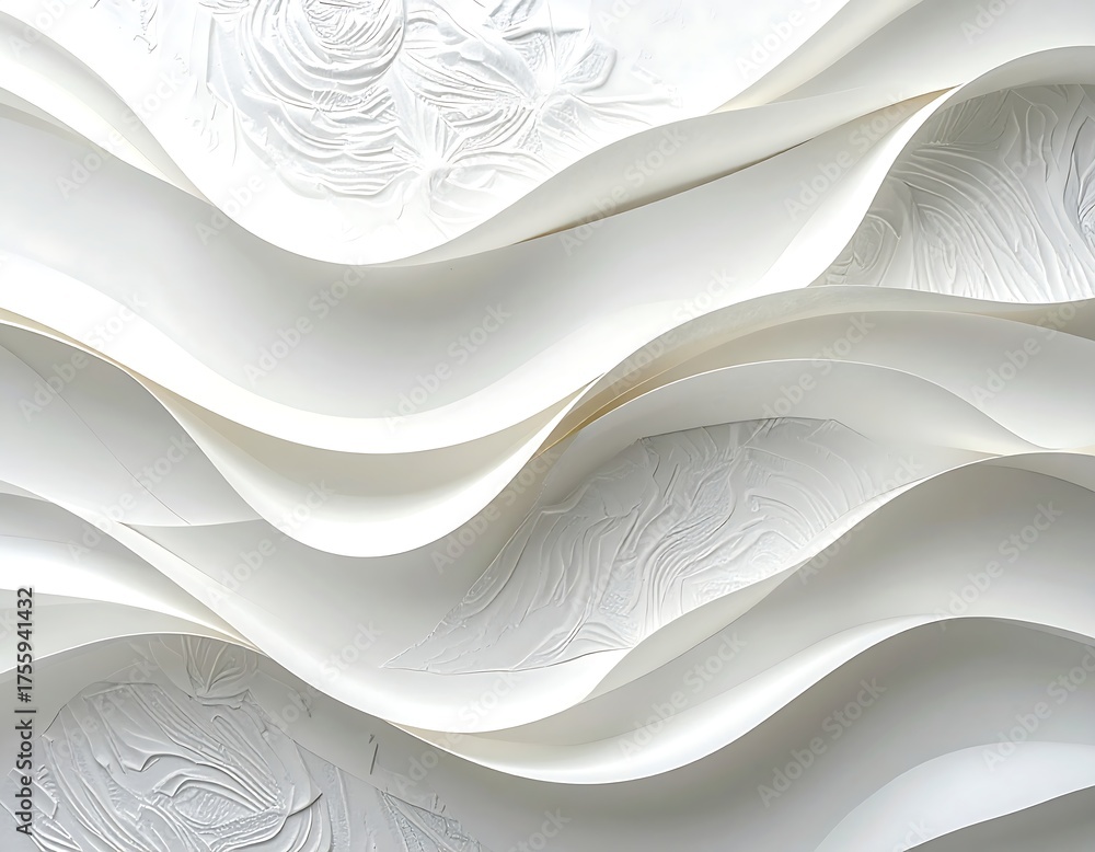 Obraz premium Abstract white paper waves