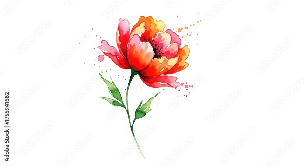 Obraz premium Single flower in watercolor style, isolated, minimal modern composition