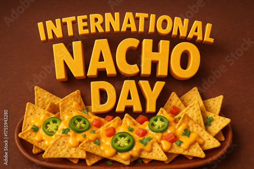“International Nacho Day” text. Holiday. Food. Fun.