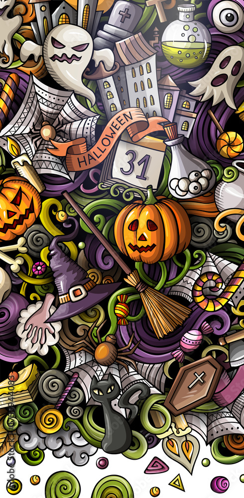 Fototapeta premium Happy Halloween cartoon vertical banner design