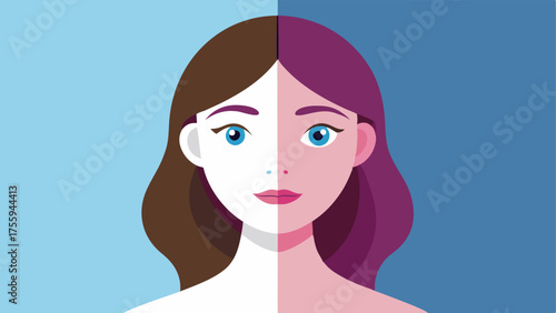 Before and After A split illustration showing a womans face before and after the treatment highlighting the difference in skin firmness and glow.