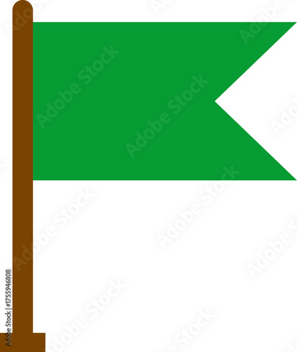 Green flag icon , in flat featuring waving, triangular, rectangular, and pennant flags, symbolizing safety, approval, success, start, and go signal vector illustration for design