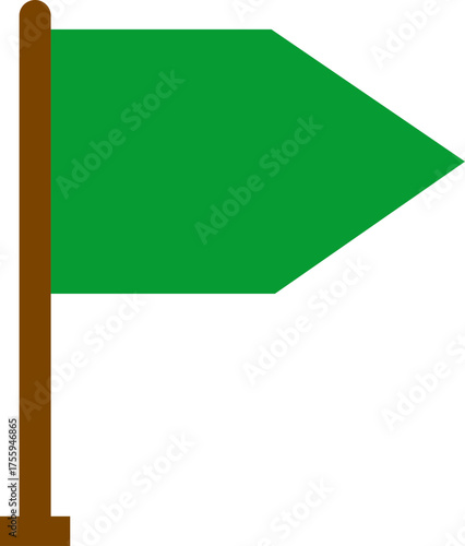 Green flag icon , in flat featuring waving, triangular, rectangular, and pennant flags, symbolizing safety, approval, success, start, and go signal vector illustration for design