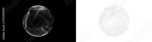 Foto Abstract spherical png overlay with intricate light trails on contrasting black