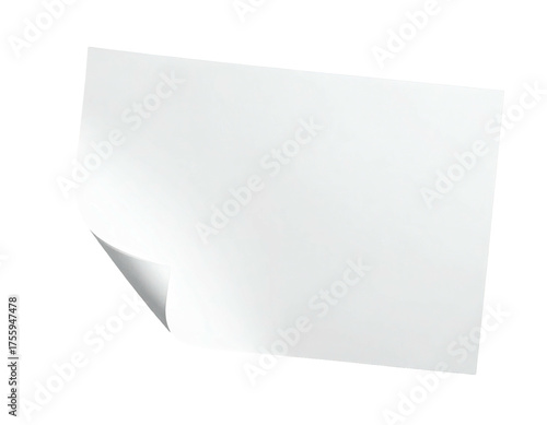 A slightly curved page in white, with a subtle shadow, is depicted against a black backdrop