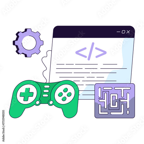 Unique design illustration of game development