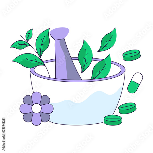 Modern design illustration of pestle mortar