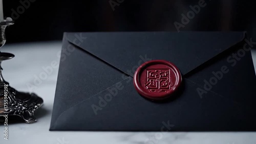 Sealed Black Envelope with Wax Seal and Candlelight Ambiance Video