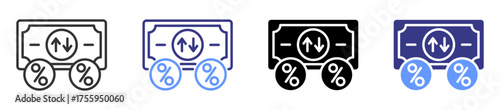 inflation rate icon set multiple style