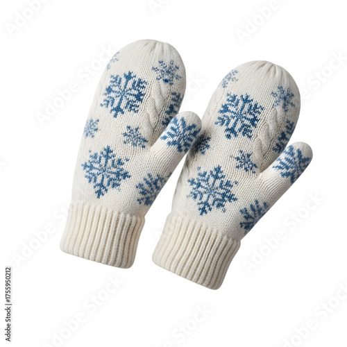  Winter Mittens Isolated on White Isolated on Transparent Background