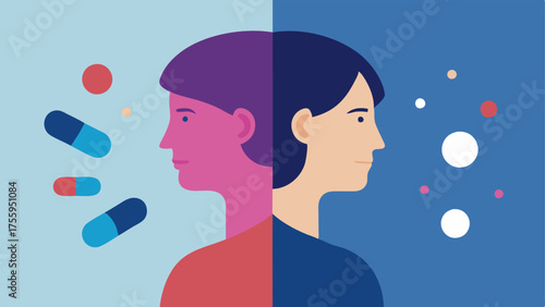 Before and After Two sidebyside profiles of a person showing a subtle transformation from tired to youthful with capsules and exosomes in the background.