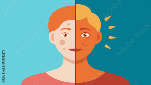 Before and After Two sidebyside comparisons of the same face one showing sundamaged skin dry uneven tone and the other vibrant and rejuvenated posttreatment with exosomes.