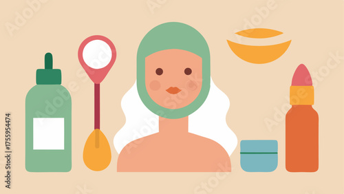 Beauty Ritual Setup An aesthetic arrangement of beauty supplements alongside a skincare routine including a jade roller and facial mask suggesting a holistic approach to skincare.