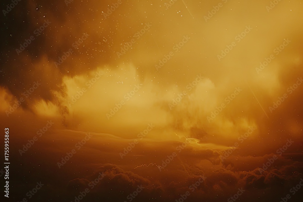 Fototapeta premium Dramatic Orange Clouds View Used as Background