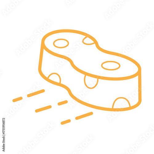 Sponge line icon isolated on transparent background. Cleaning and dishwashing tool for home hygiene, kitchen chores, and household care. Editable stroke.