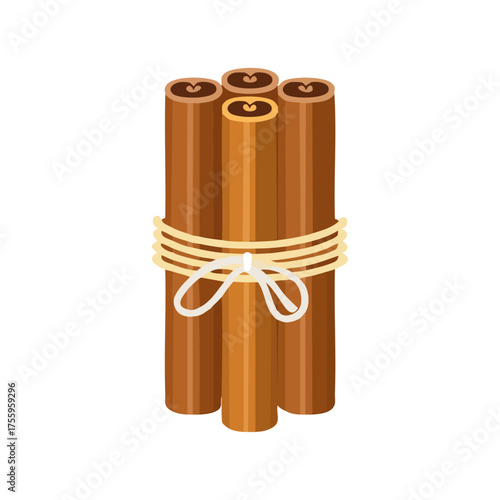 Cinnamon Sticks Bundle Tied with String for Baking and Cooking Illustration