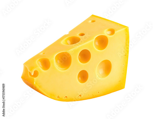 Wallpaper Mural A close-up studio shot of a triangular cheese wedge with multiple holes and a bright, glossy texture Torontodigital.ca