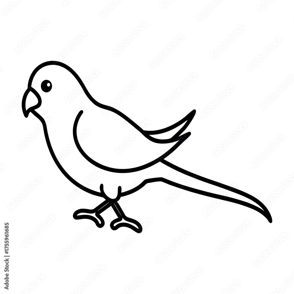 Fototapeta premium minimal black line art of a budgerigar