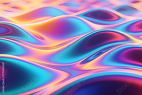 Wallpaper Mural 3D Holographic Rainbow Wave Abstract Torontodigital.ca