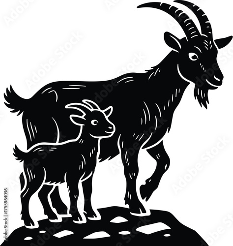 The Striking Silhouette of a Goat and Kid
