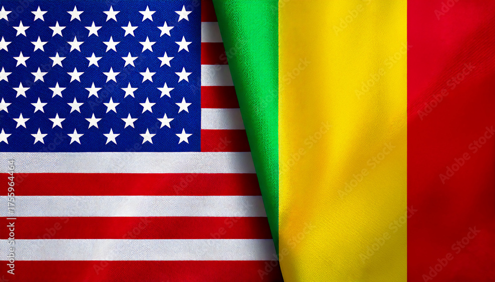 Fototapeta premium アメリカの国旗とマリの国旗(USA Flag & Mali flag.)