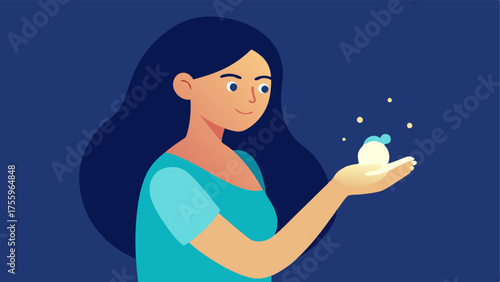 Application Process An illustration of a person gently applying an exosomerich cream to their showing a light texture and glowing effect.