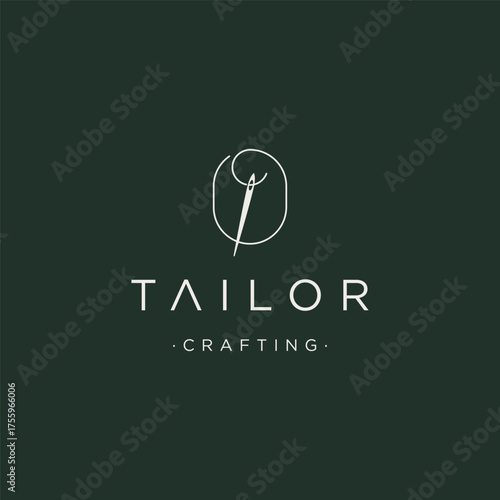 Tailor logo template design with needle and thread concept.Logo for tailor,clothing,boutique.