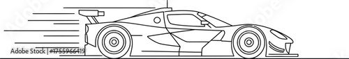 Dynamic racing car sketch lines motion blur effect clean automotive art isolated on transparent background