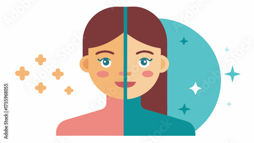 Before After A split illustration showing a face in the before section with dull skin and the after section featuring radiant skin with arrows indicating exosomes working their