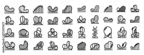 Vector art of roller coaster silhouette collection set of different roller coaster silhouettes, vector illustration