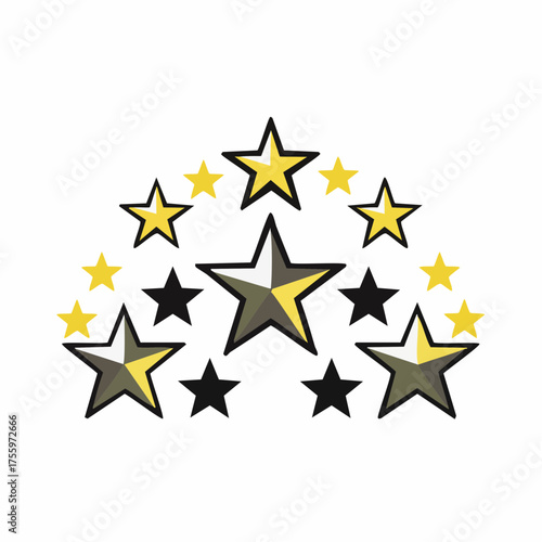 Five stars customer product rating review flat icon for apps and websites