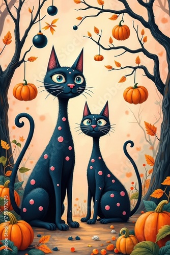 AI illustrazione di gatti stilizzati 07