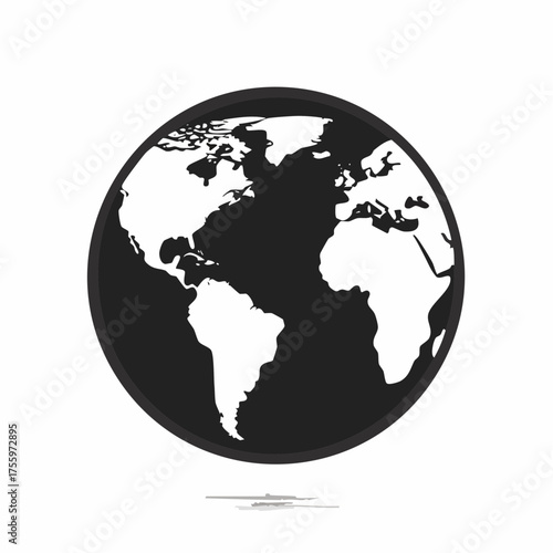 Planet earth or world globe with oceans and water flat vector color icon for apps and websites