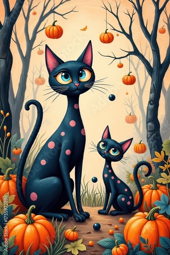 AI illustrazione di gatti stilizzati 05