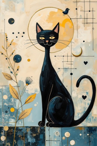 AI illustrazione di gatti stilizzati 03