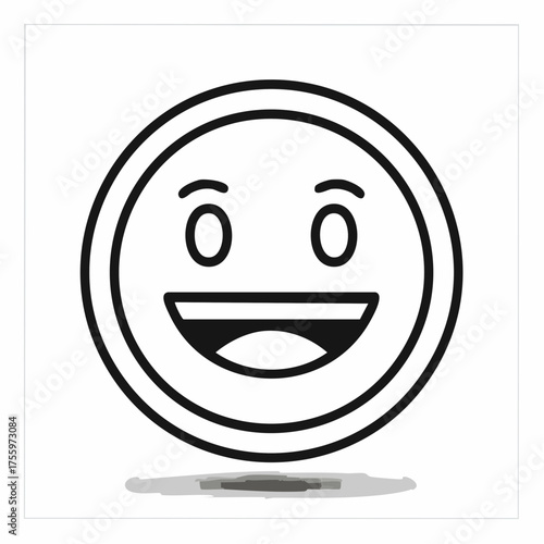 Happy smiley face or emoticon line art icon for apps and websites