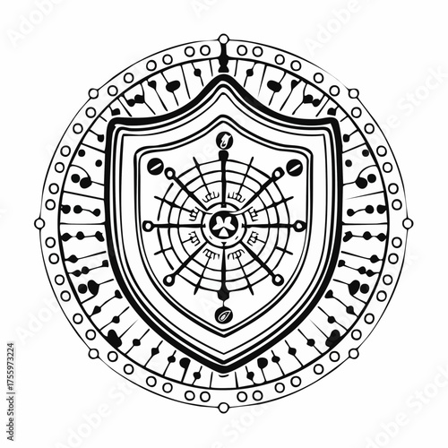 Security shield or virus shield lock line art icon for apps and websites