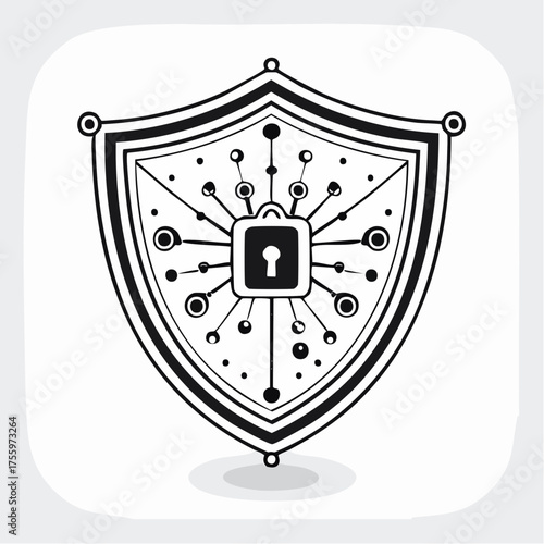 Security shield or virus shield lock line art icon for apps and websites