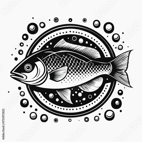 Fish or seafood flat icon for food apps and websites