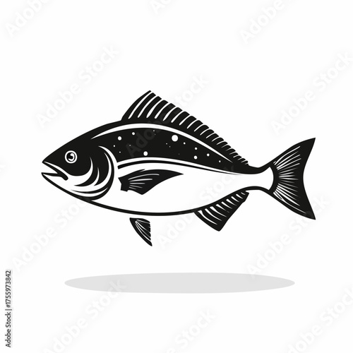 Fish or seafood flat icon for food apps and websites
