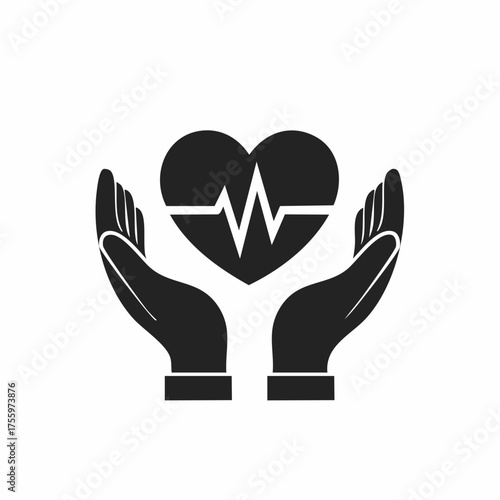 Healthcare hands holding heart flat icon for apps and website
