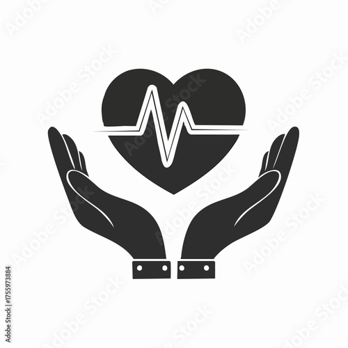 Healthcare hands holding heart flat icon for apps and website