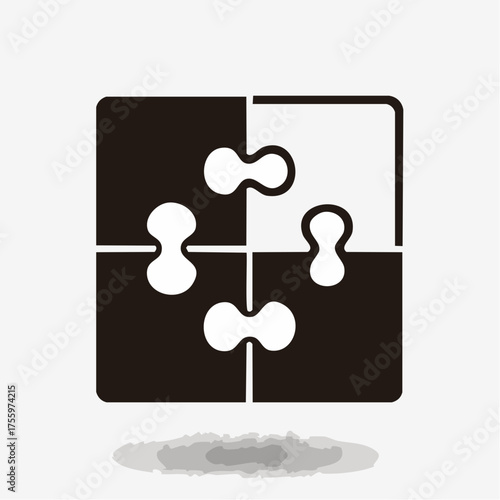 Two pieces of jigsaw puzzle or autism puzzle piece symbol flat vector icon for apps and websites