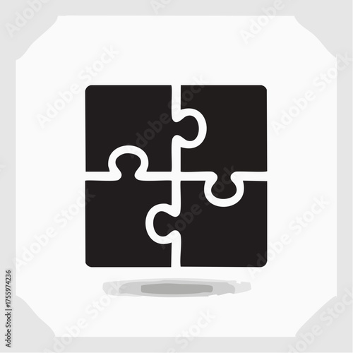 Two pieces of jigsaw puzzle or autism puzzle piece symbol flat vector icon for apps and websites