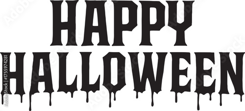 Happy Halloween Typography with Dripping Font and Spooky Black Lettering

