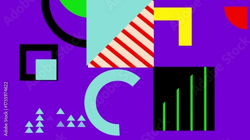 4K Animated Geometric Background with Colorful Shapes