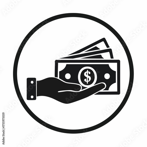 Payment with money, buying or purchase of goods flat icon for apps and websites