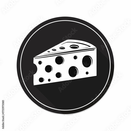 Swiss cheese or emmental cheese flat color icon for food apps and websites